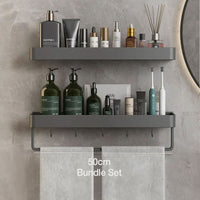 AquaShelf - Elegant Wall Shelf with Towel Holder for Stylish Bathroom Storage 10