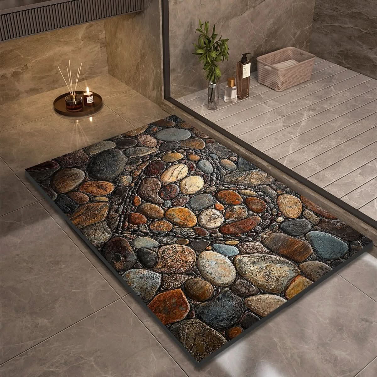 AquaSoft Stone Bath Mat - Quick-Drying Non-Slip Bathroom Mat for Safety & Comfort 0