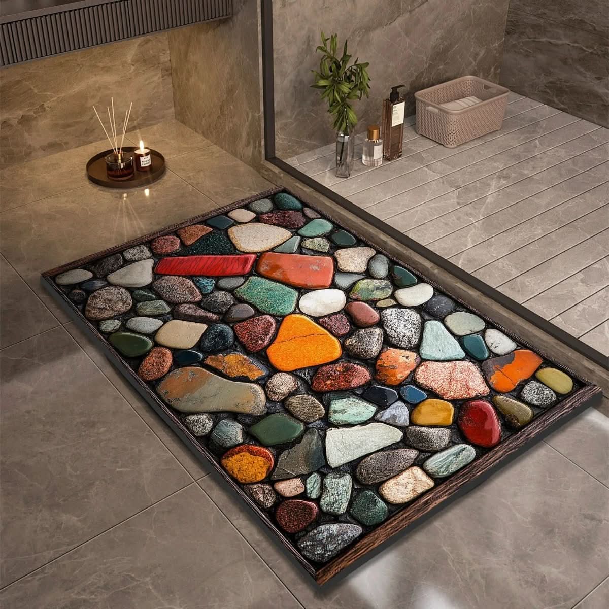 AquaSoft Stone Bath Mat - Quick-Drying Non-Slip Bathroom Mat for Safety & Comfort 1