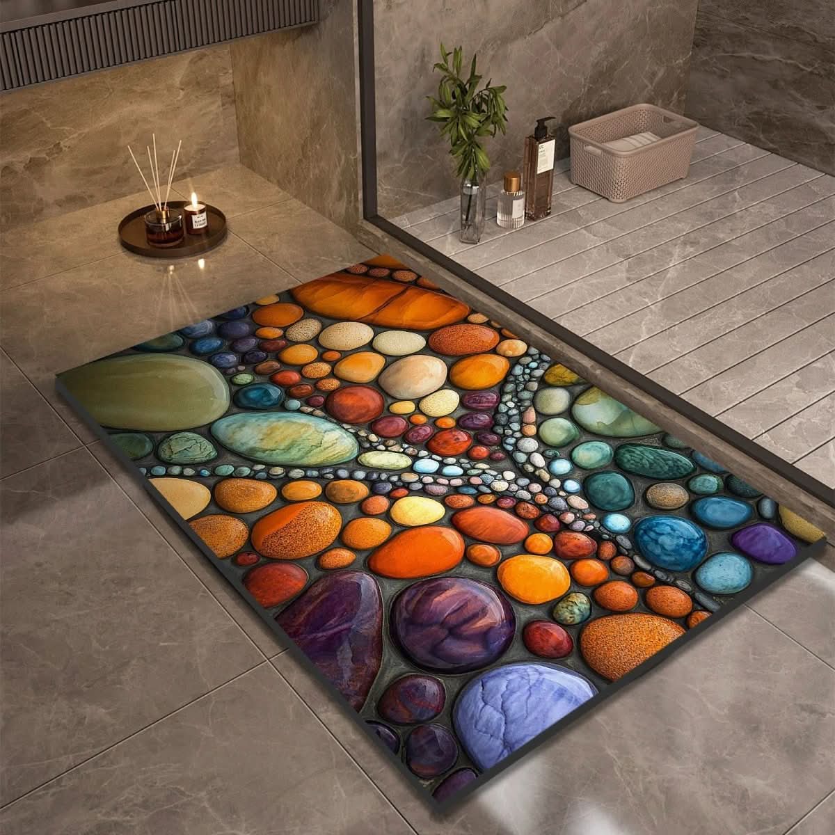 AquaSoft Stone Bath Mat - Quick-Drying Non-Slip Bathroom Mat for Safety & Comfort 14