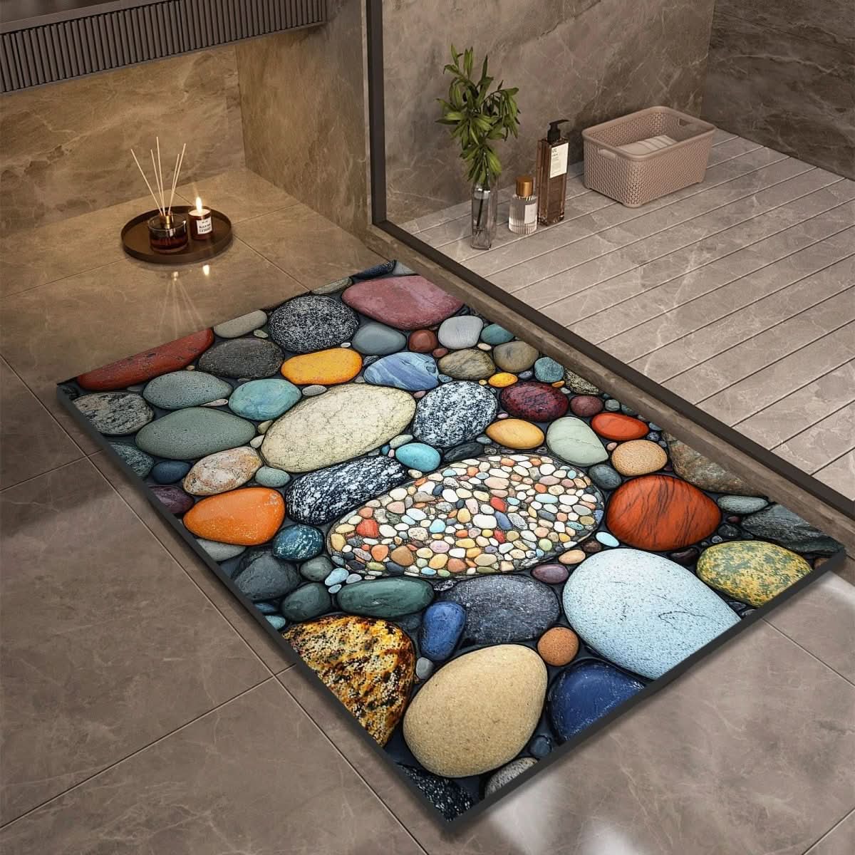 AquaSoft Stone Bath Mat - Quick-Drying Non-Slip Bathroom Mat for Safety & Comfort 2