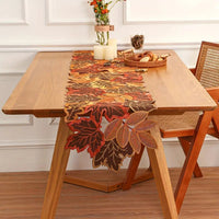 Autumn Leaves Table Runner - Elegant Embroidered Fall Dining Decor 1