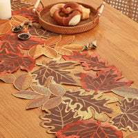 Autumn Leaves Table Runner - Elegant Embroidered Fall Dining Decor 3