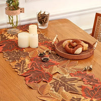Autumn Leaves Table Runner - Elegant Embroidered Fall Dining Decor 4