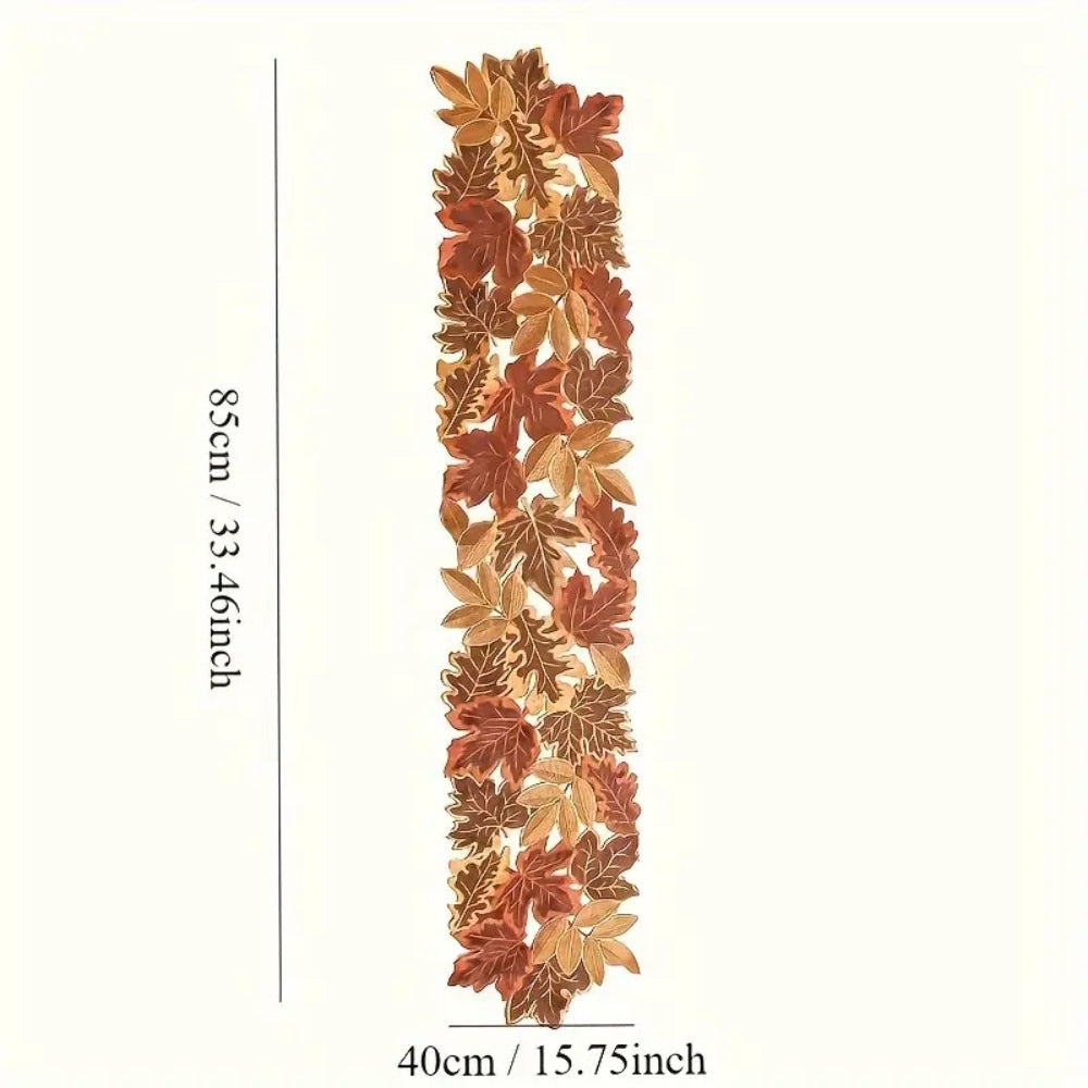 Autumn Leaves Table Runner - Elegant Embroidered Fall Dining Decor 6