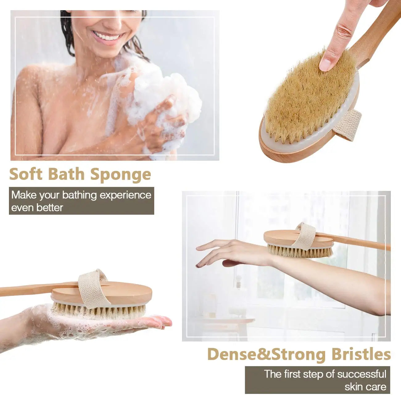 Bamboo Bath Brush - 48cm Curved Handle for Cleaning and Massage 5