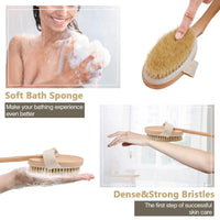 Bamboo Bath Brush - 48cm Curved Handle for Cleaning and Massage 5