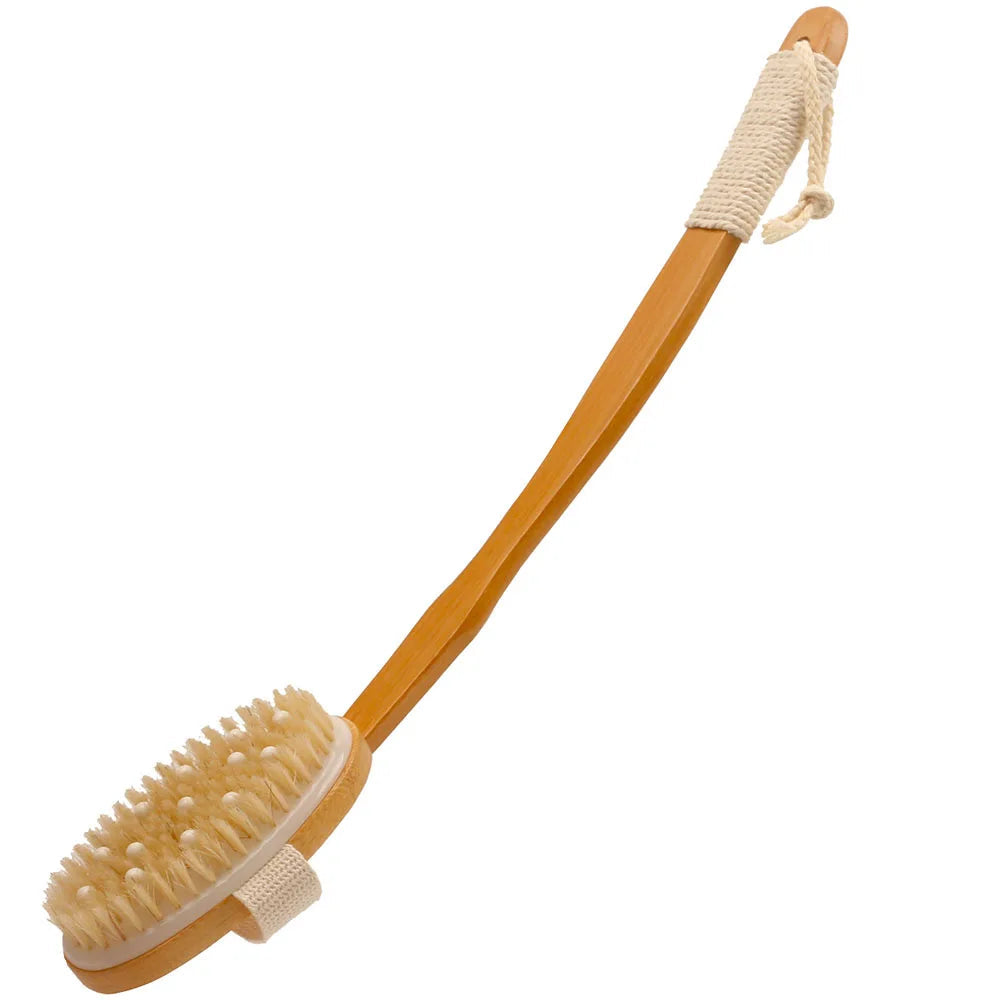 Bamboo Bath Brush - 48cm Curved Handle for Cleaning and Massage 6