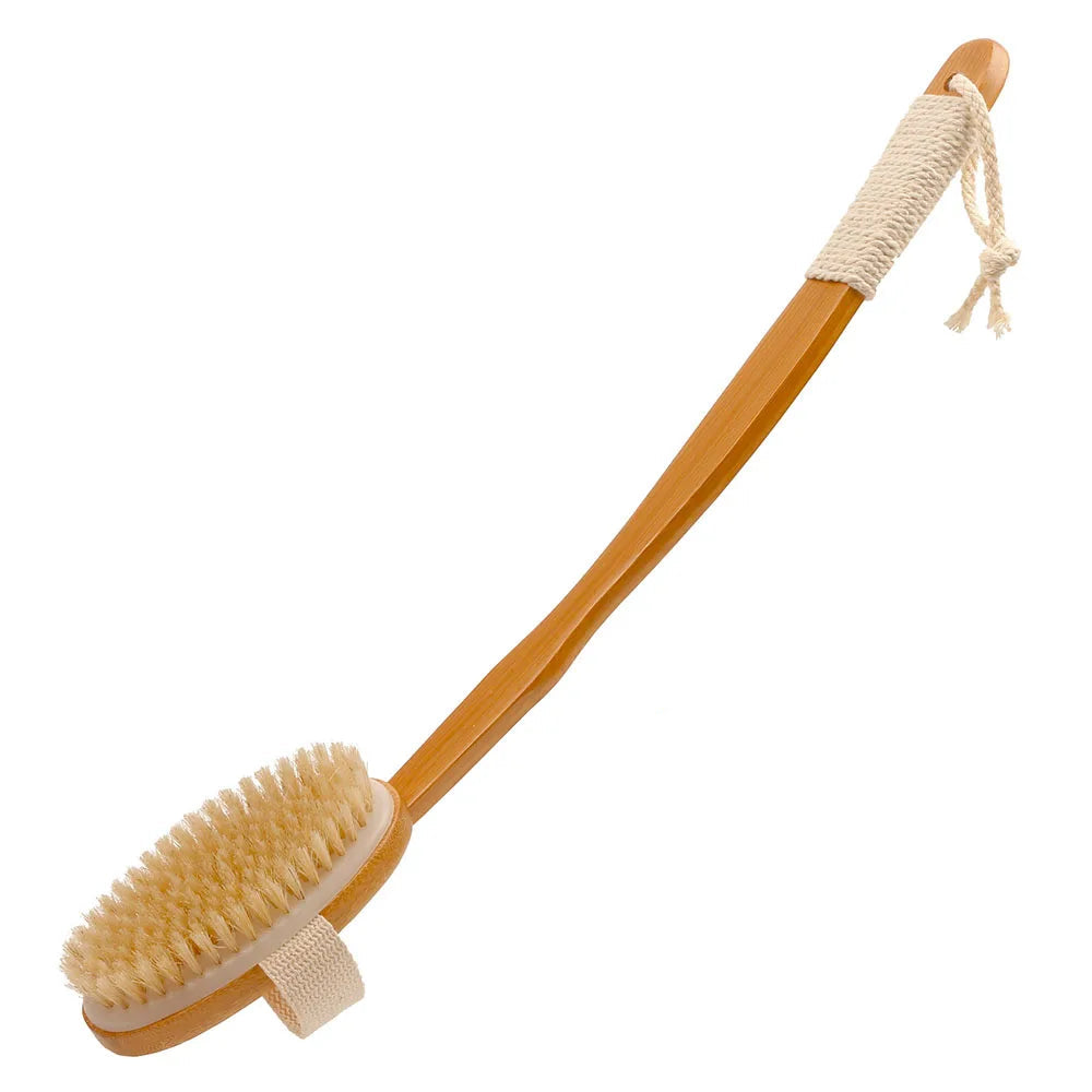 Bamboo Bath Brush - 48cm Curved Handle for Cleaning and Massage 7