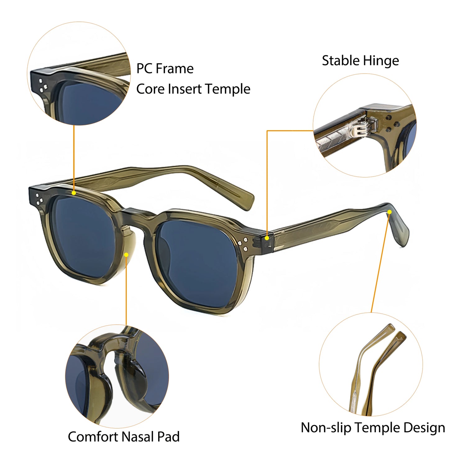 CATERSIDE - Small Frame Square Sunglasses for Men & Women 5