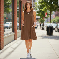 Casual Women's Plus Size Swing T-Shirt Dress with Pockets for Summer 1