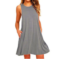 Casual Women's Plus Size Swing T-Shirt Dress with Pockets for Summer 13