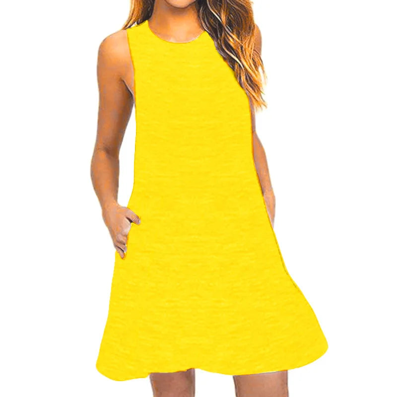 Casual Women's Plus Size Swing T-Shirt Dress with Pockets for Summer 6