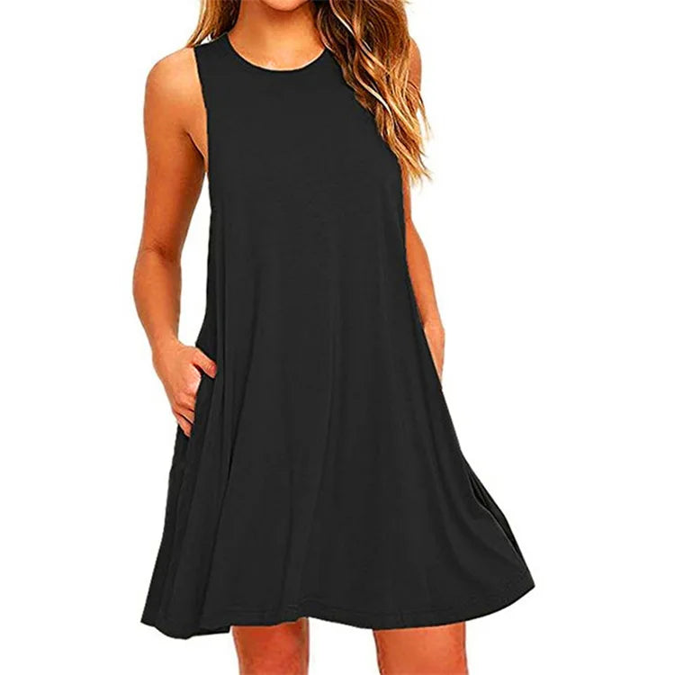 Casual Women's Plus Size Swing T-Shirt Dress with Pockets for Summer 7