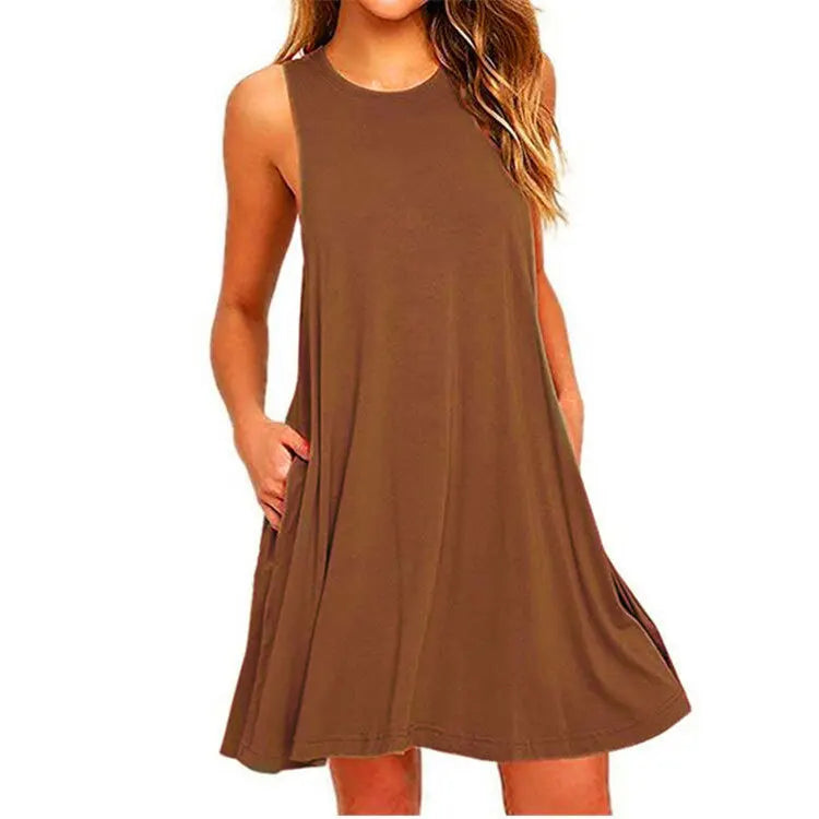 Casual Women's Plus Size Swing T-Shirt Dress with Pockets for Summer 8
