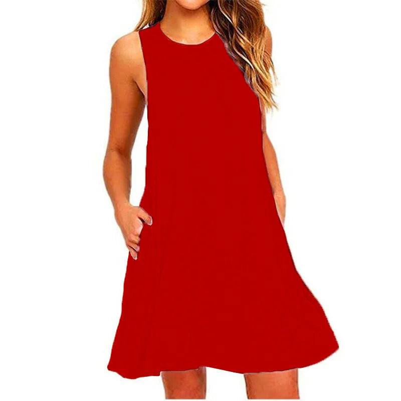 Casual Women's Plus Size Swing T-Shirt Dress with Pockets for Summer 9