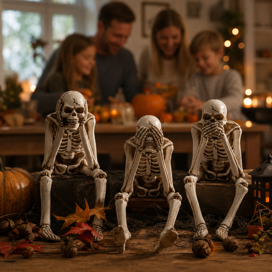 BONEEMBER – Trio af skeletfigurer til hyggelig Halloween-dekoration