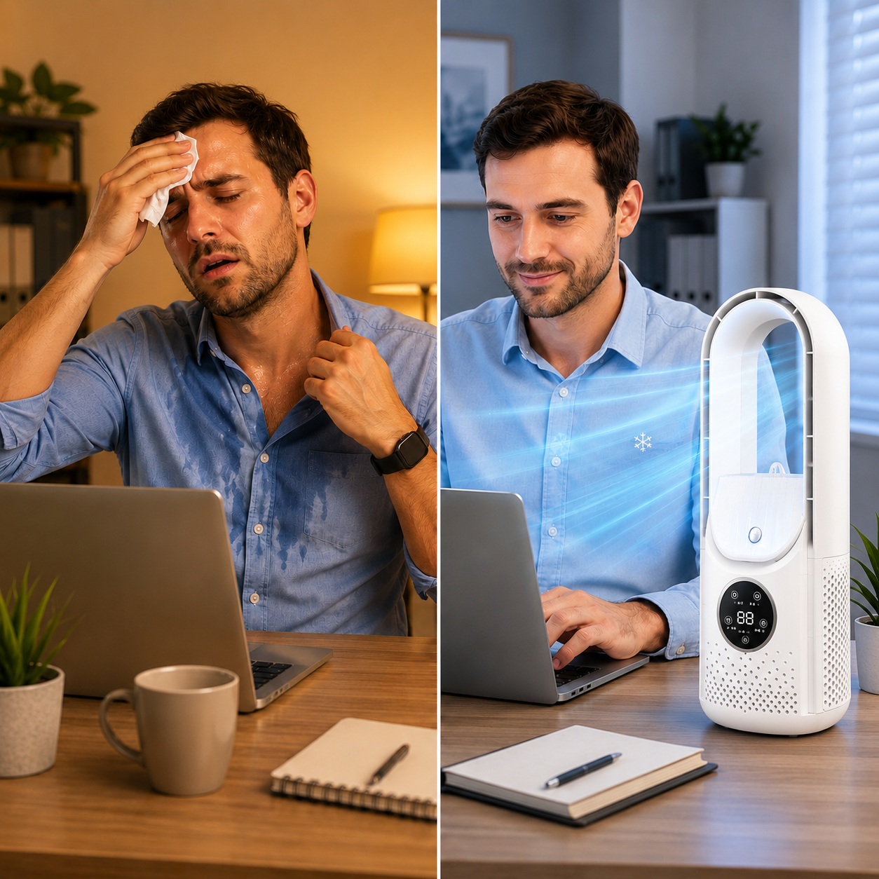 COOLBRIX - Refroidisseur d'air portable compact sans pales - Refroidissement silencieux pour la maison et le bureau