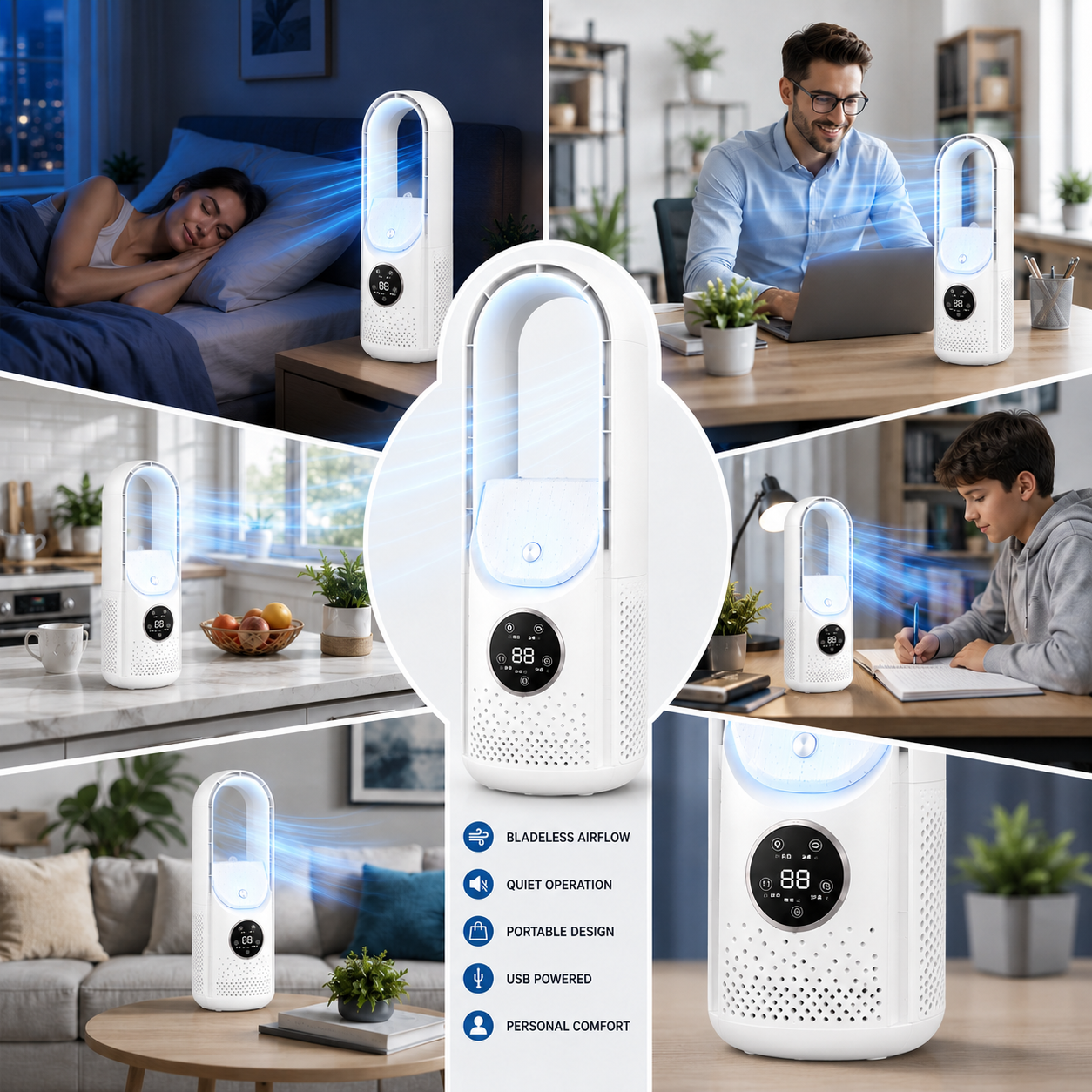 COOLBRIX - Refroidisseur d'air portable compact sans pales - Refroidissement silencieux pour la maison et le bureau