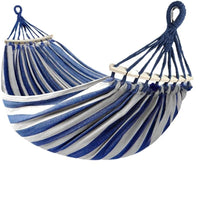 ComfortNest - Double Canvas Hammock with Curved Wooden Poles for Outdoor Relaxation 4