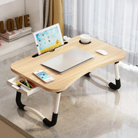 Compact Foldable Table with Cup Holder & Tablet Stand - Space-Saving Design 0