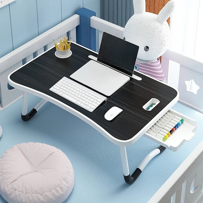 Compact Foldable Table with Cup Holder & Tablet Stand - Space-Saving Design 2