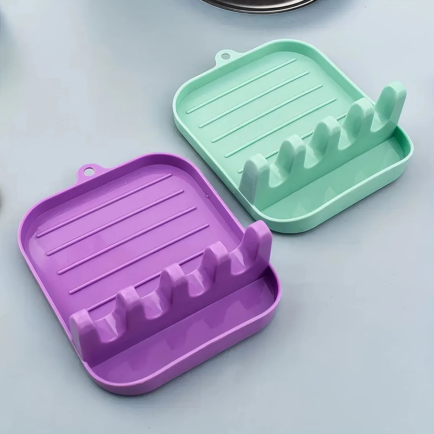 Compact Green Cutlery Rack - Multi-Functional Dish Drain Storage Solution 1