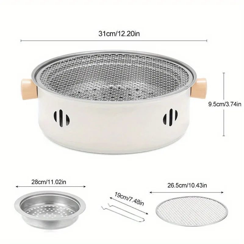Compact Stainless Steel BBQ Grill - Portable Charcoal Grill for Camping & Picnics 2