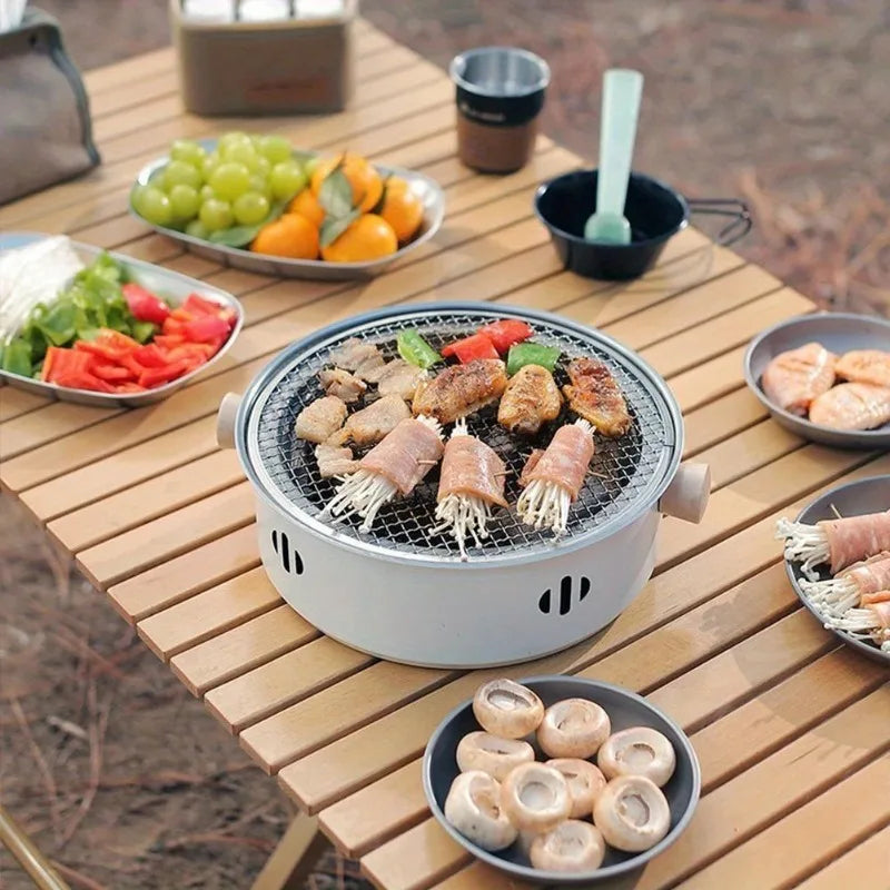 Compact Stainless Steel BBQ Grill - Portable Charcoal Grill for Camping & Picnics 4