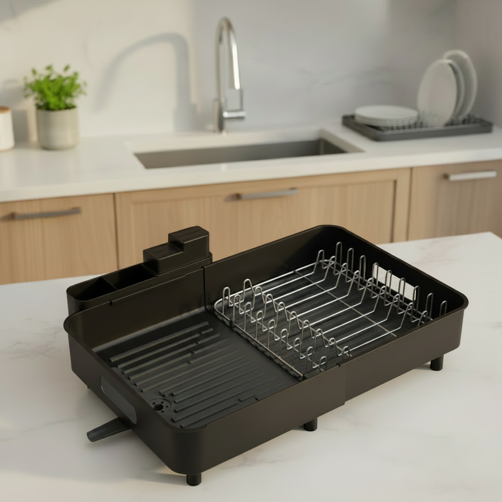 EXTENDNEST – Expandable Dish Rack with Drainage Spout