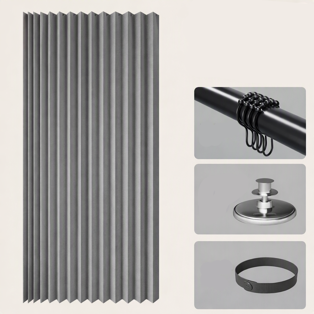 CURVASHIELD – Foldable Magnetic Accordion Shower Curtain Waterproof Design