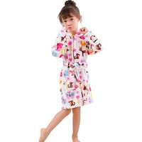 CozyKids - Hooded Flannel Bathrobe for Kids with Cartoon Print, Soft & Warm 12