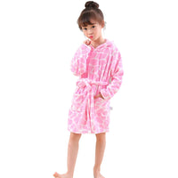 CozyKids - Hooded Flannel Bathrobe for Kids with Cartoon Print, Soft & Warm 16