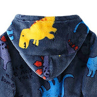 CozyKids - Hooded Flannel Bathrobe for Kids with Cartoon Print, Soft & Warm 2