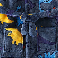 CozyKids - Hooded Flannel Bathrobe for Kids with Cartoon Print, Soft & Warm 4
