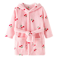 CozyKids - Hooded Flannel Bathrobe for Kids with Cartoon Print, Soft & Warm 6
