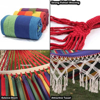 Cozy Canvas Double-Person Hammock - Portable Bohemian Outdoor Relaxation 2