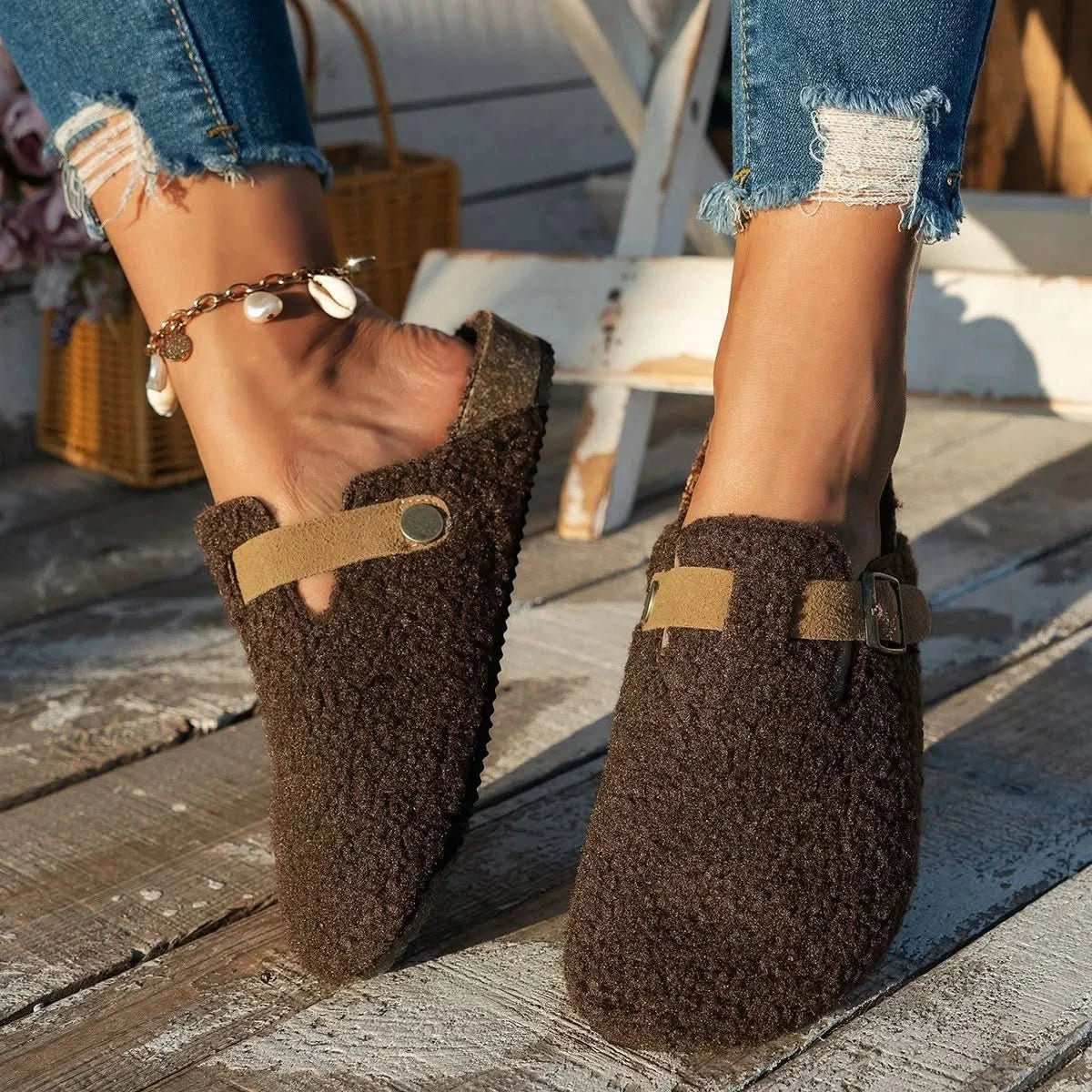 Cozy Sheepskin Wool Slippers - Ultra-Soft Winter Comfort with Non-Slip Sole 7