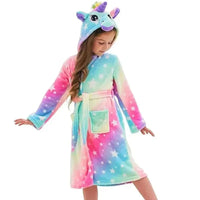 Cozy Unicorn Kids Robe - Soft Hooded Flannel Bathrobe for Children 1