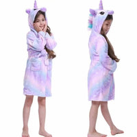 Cozy Unicorn Kids Robe - Soft Hooded Flannel Bathrobe for Children 13
