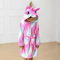 Cozy Unicorn Kids Robe - Soft Hooded Flannel Bathrobe for Children 4