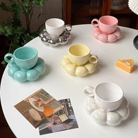 Creative Sunflower Ceramic Coffee Mug Set with Saucer - Stylish Drinkware 0