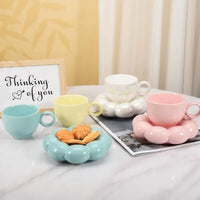 Creative Sunflower Ceramic Coffee Mug Set with Saucer - Stylish Drinkware 1