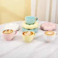 Creative Sunflower Ceramic Coffee Mug Set with Saucer - Stylish Drinkware 2