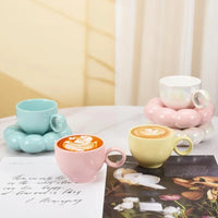 Creative Sunflower Ceramic Coffee Mug Set with Saucer - Stylish Drinkware 4