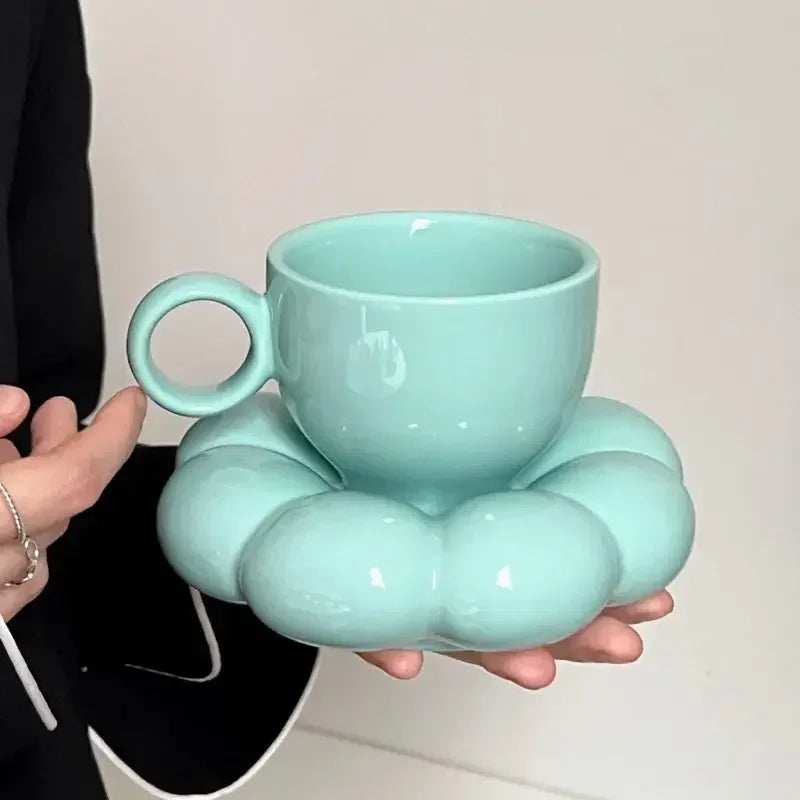 Creative Sunflower Ceramic Coffee Mug Set with Saucer - Stylish Drinkware 6