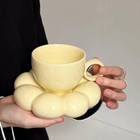Creative Sunflower Ceramic Coffee Mug Set with Saucer - Stylish Drinkware 9