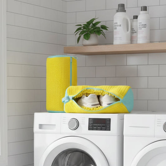 Cylindrical Polyester Cotton Laundry Bag for Shoe Protection & Deformation Prevention 0