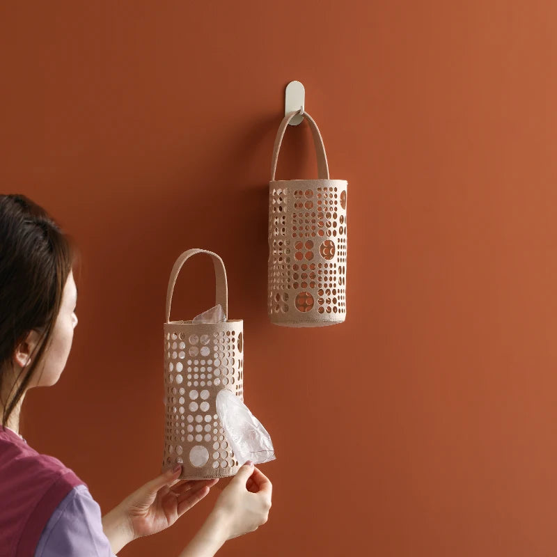 Cylindrical Wall-Mounted Storage Bag for Garbage Bags & Sundries - Durable & Space-Saving Organizer 1