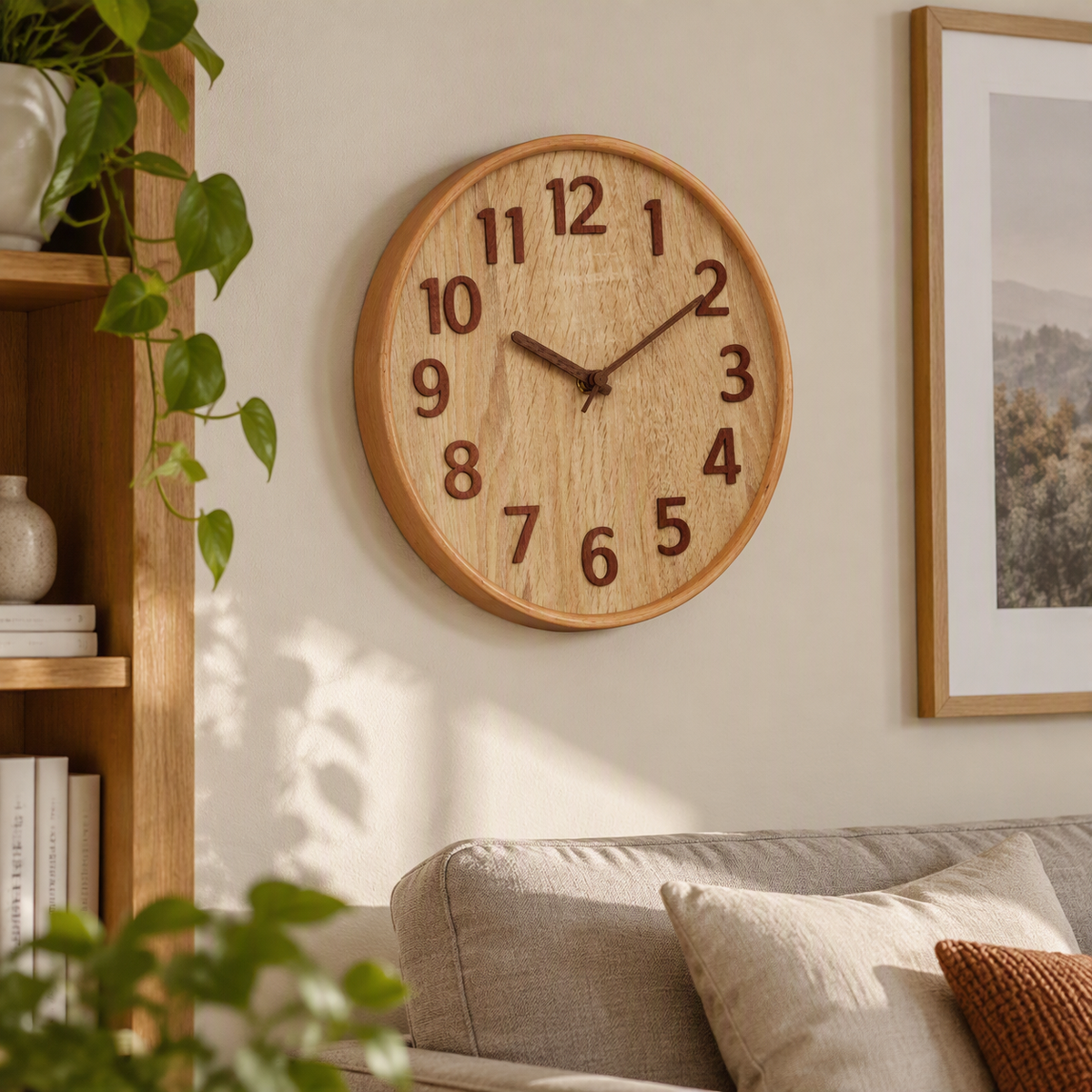 ECHO TIME – Modern Wooden Wall Clock with Silent Movement and Minimalist Natural Design for Elegant Home Decor